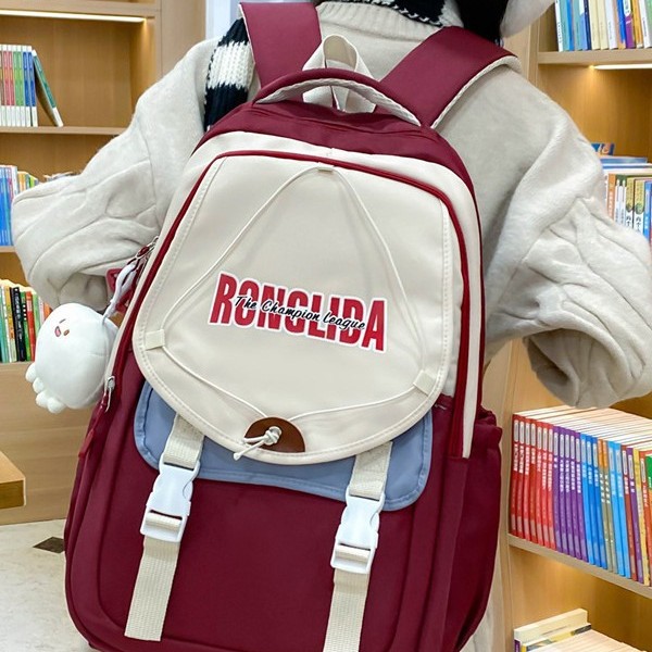 Japanese-style, high-appearance-level, college-style, large-capacity schoolbag for junior and senior high school students, girl's backpack, computer travel backpack with reduced burden details Picture