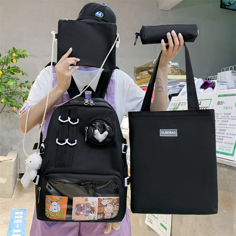 Wholesale of new Korean version four-piece schoolbag sets for primary and secondary school students, Japanese-style sweet girls' campus backpacks Application Scenario
