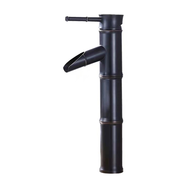 Black antique bamboo joint faucet, artistic basin, washbasin, cold and hot water faucet, all-copper countertop basin faucet Item Picture