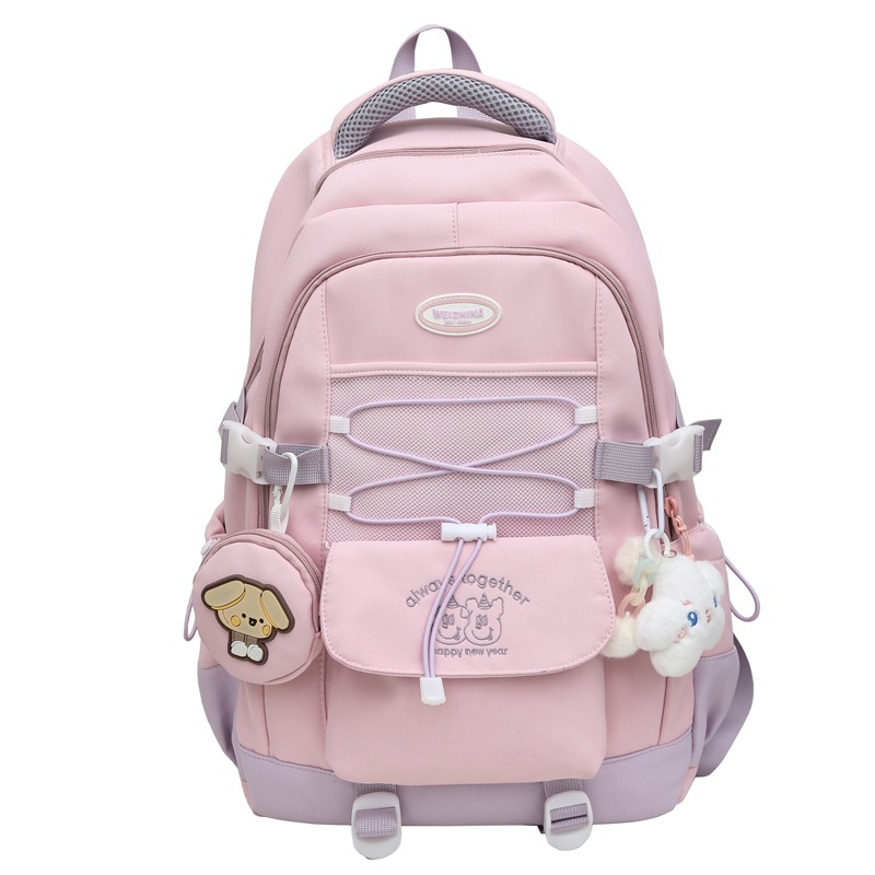 The new 2025 Korean version of the ins high-quality backpacks for primary and secondary school students in grades three to six with contrasting colors and simple design Item Picture