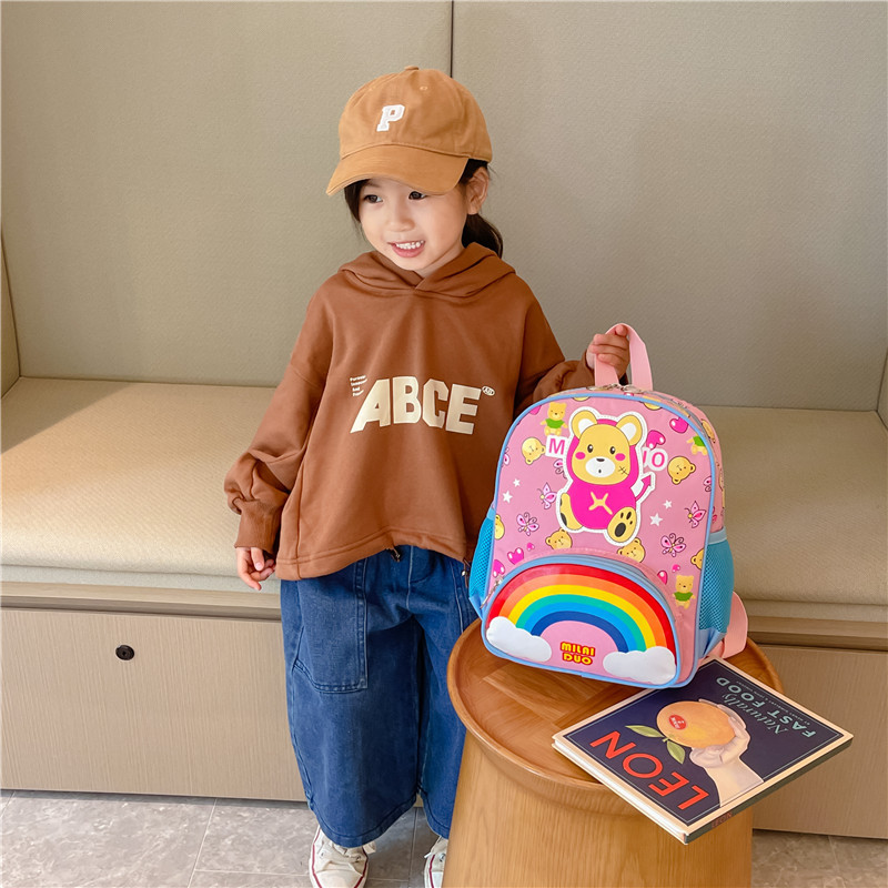 New 2024 cartoon rainbow schoolbag for children aged 3 to 6, kindergarten schoolbag for girls, cute wholesale Specification drawing