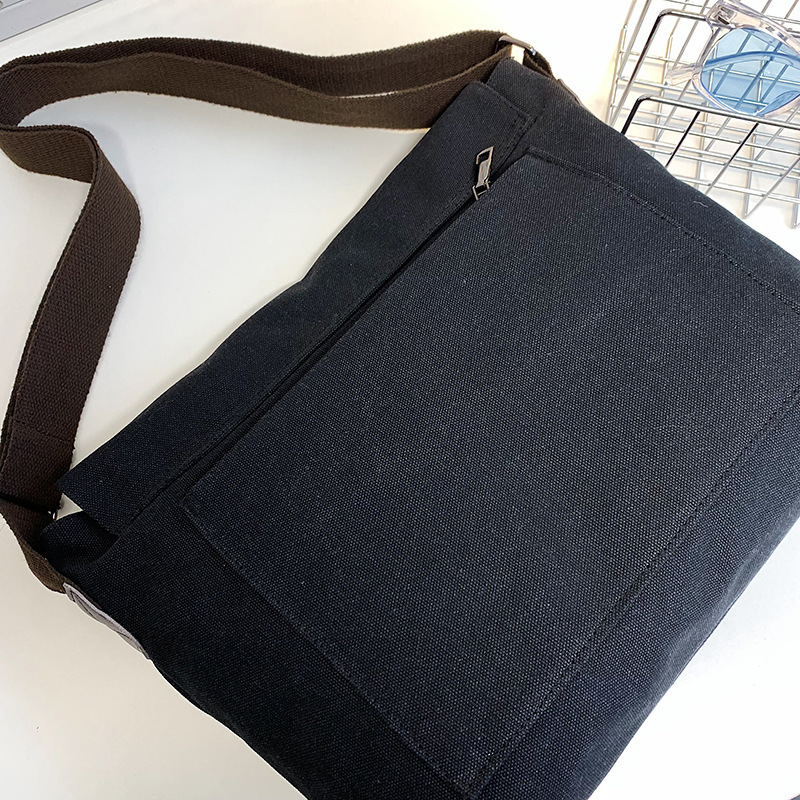Japanese-style casual and versatile student single-shoulder bag, laid-back ins artistic crossbody bag, work canvas bag, messenger bag Specification drawing