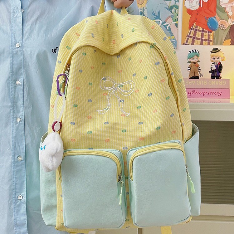 A Japanese-style ins academy style college student schoolbag with a high appearance level, sweet and girlish heart, and a fresh bow tie backpack details Picture