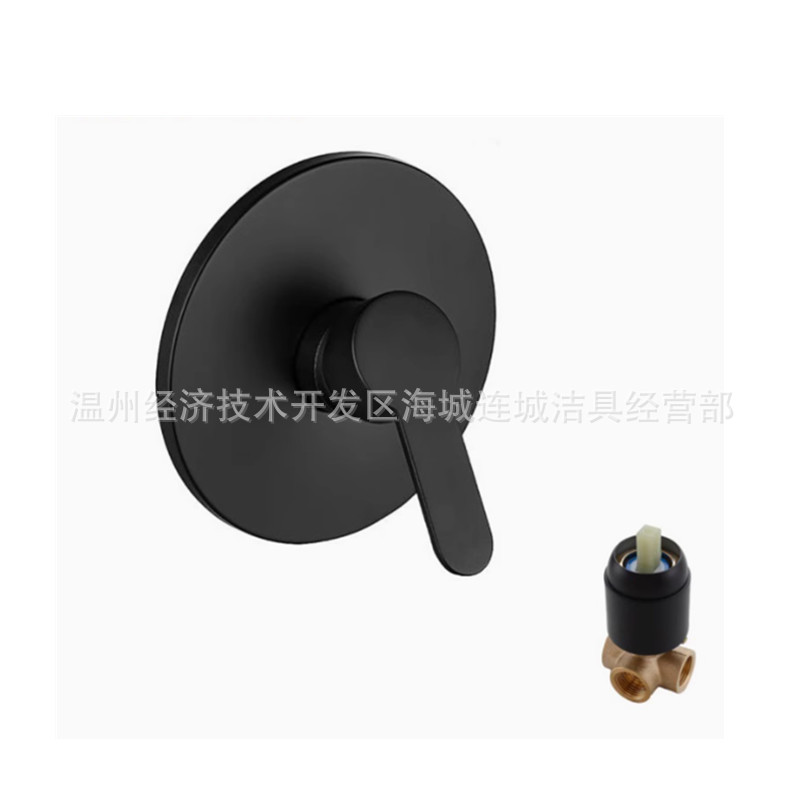 Cross-border black circular concealed faucet copper body shower repair and replacement parts single water outlet decorative panel details Picture