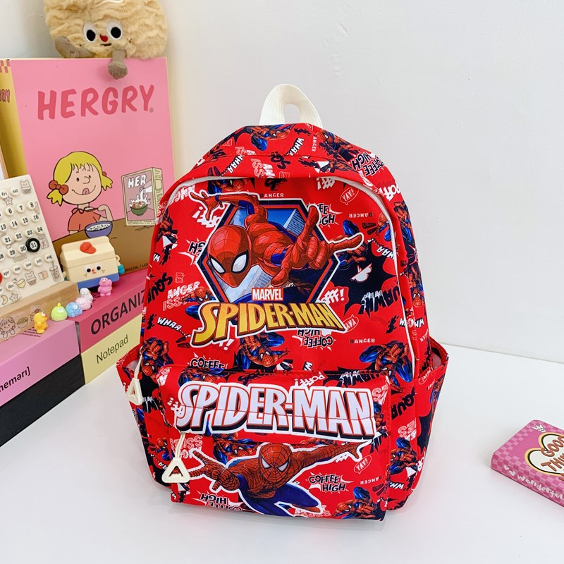 Cross-border Spider-Man primary school backpack, European and American cartoon and animation schoolbag, polyester 3D printed load-reducing children's backpack Specification drawing