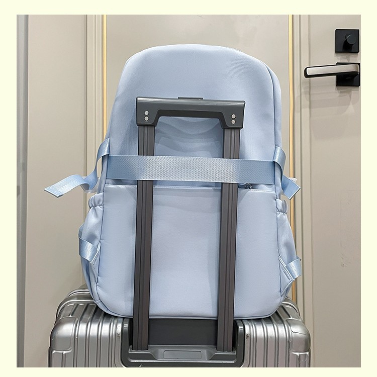 A new large-capacity backpack for junior and senior high school students, with a high level of appearance, a fresh and cute college style, and a cute 2D style Specification drawing