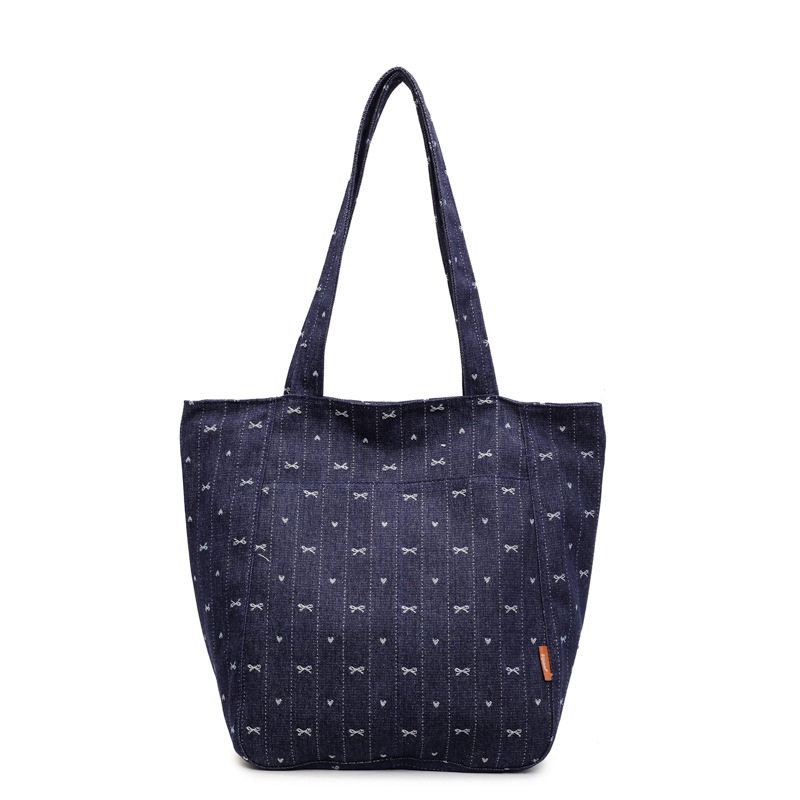 Casual and laid-back tote bag for women 2025 New style, fashionable large-capacity canvas commuting bag, versatile single-shoulder bag for classes Item Picture