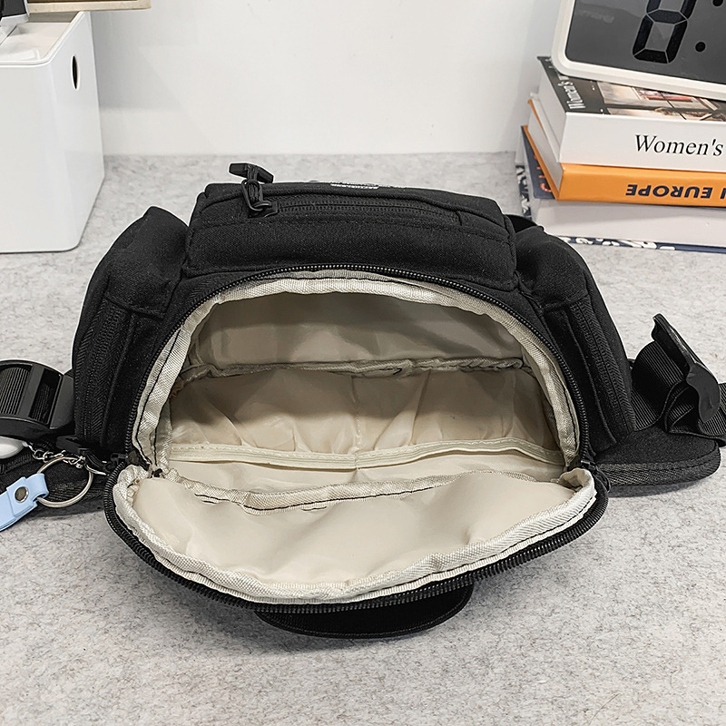 New men's chest bag, Japanese Harajuku workwear style sports crossbody bag, trendy brand, large capacity, versatile couple cycling waist bag Specification drawing