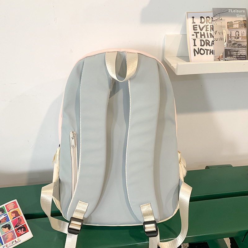 Korean-style schoolbags for girls in high school, high aesthetic standards, Instagram niche color-blocking backpacks for junior high school girls and college students, travel backpacks Specification drawing