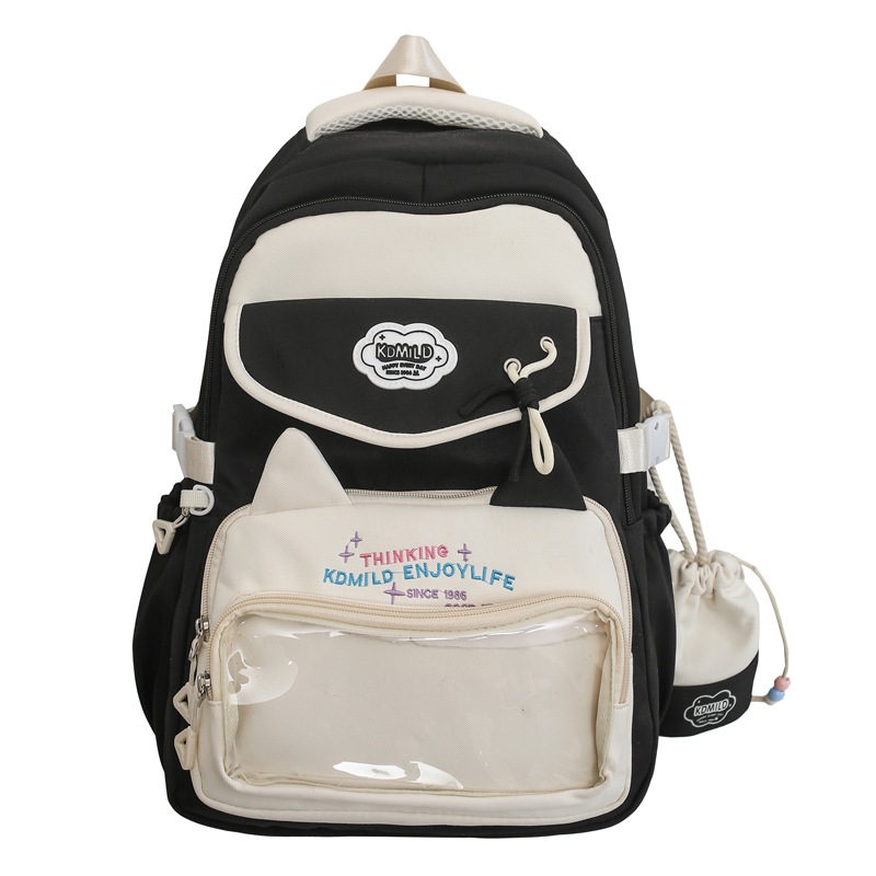 2025 New school style cute backpack, high appearance level, large-capacity multi-compartment schoolbag, lightweight color-blocking tutorial bag Item Picture