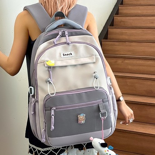 The new forest-themed ins high-appearance-level fresh and sweet backpack is a lightweight, multi-compartment, and large-capacity backpack for junior and senior high school students full figure