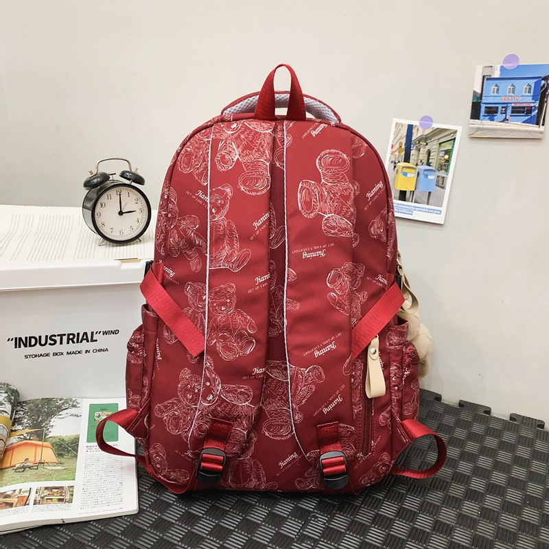 Japanese-style InS-style bear schoolbag, large-capacity backpack for female junior and senior high school students, cool and lightweight backpack for college students Specification drawing
