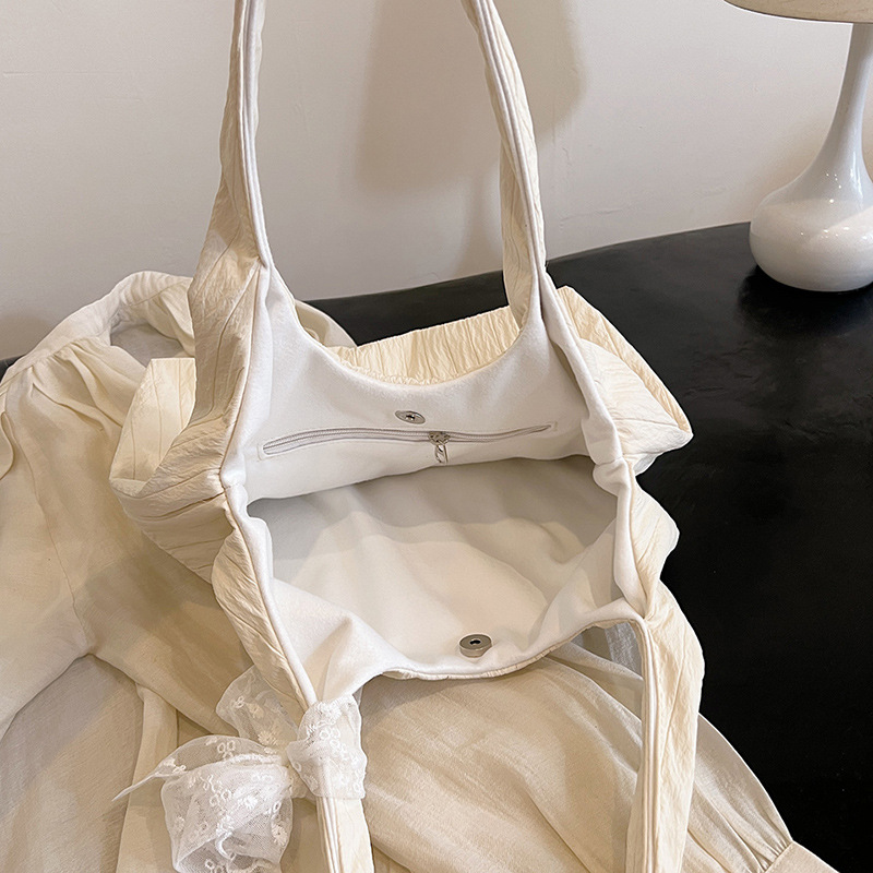 This large-capacity bag is a versatile choice for women in spring and summer. It's a new 2025 style single-shoulder fabric bag for young girls, featuring a laid-back and casual tote bag for classes Specification drawing