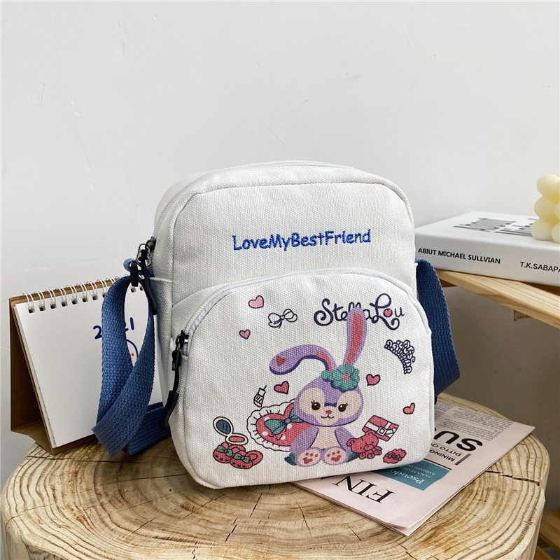 A cute canvas small square bag for girls, a new energetic girl student phone bag, a Japanese-style fresh and artistic single-shoulder crossbody bag details Picture