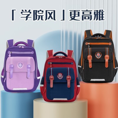 New British-style children's schoolbags for primary school students, large-capacity, lightweight and load-reducing backpacks for boys and girls in grades 1 to 6 details Picture