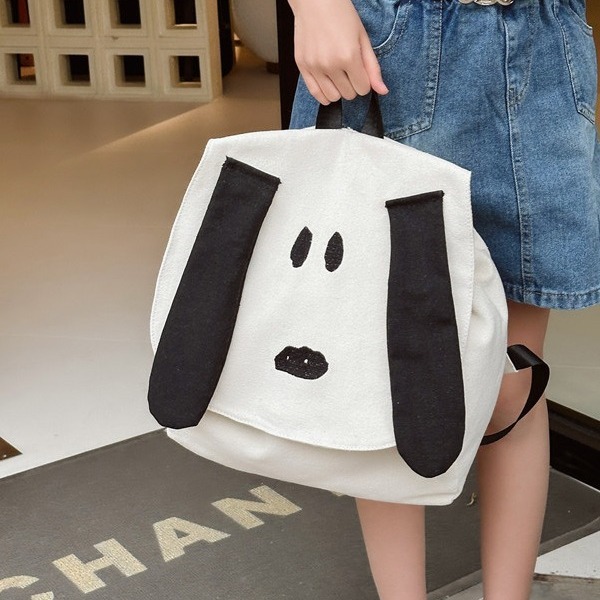Japanese-style cartoon puppy canvas backpack 2024 New style, cute and trendy, a small schoolbag for kindergarten kids in grades 3-6 details Picture