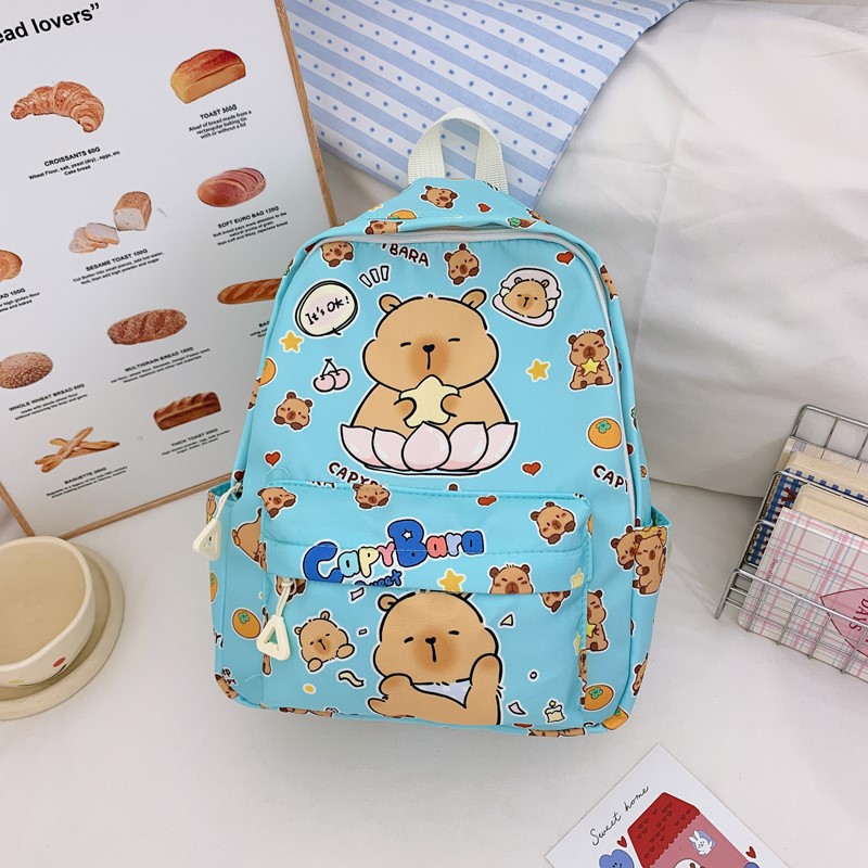 Capibara Cartoon Kindergarten student schoolbag, children's backpack, ultra-light and large-capacity backpack for boys and girls details Picture