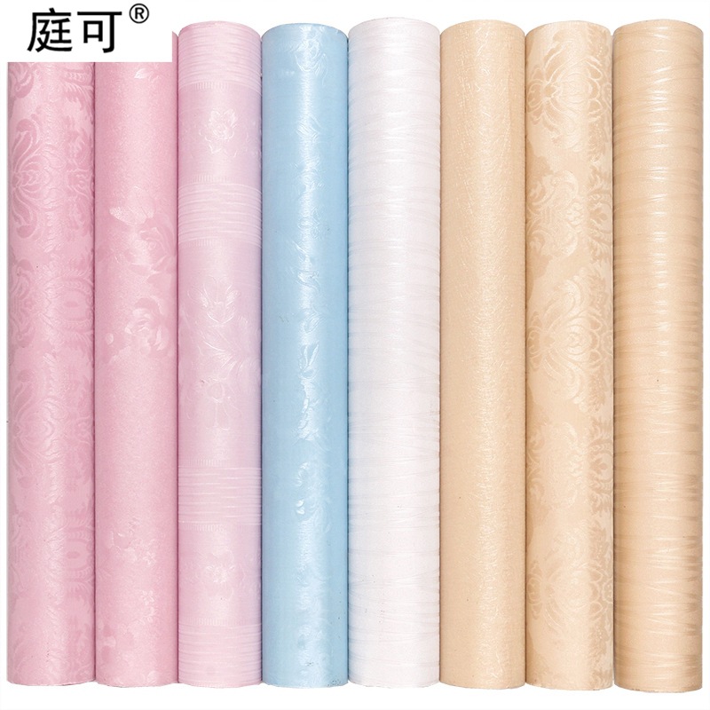 Silk deep-textured PVC wallpaper, self-adhesive bedroom solid color wall fabric, European-style pearlescent living room wall stickers for renovation Item Picture