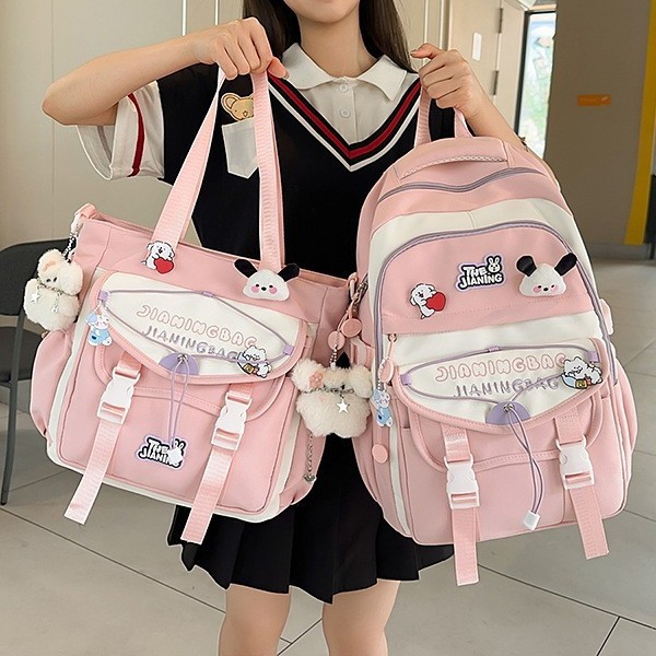A new high-appeal, fresh and sweet macaron-colored tutorial bag for junior and senior high school students, a lightweight travel backpack with large capacity full figure