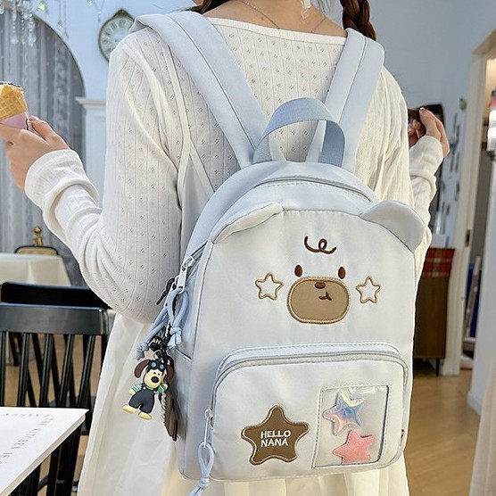 A new high-quality, fresh, sweet and cute cartoon bear backpack for primary school students in grades 3 to 6 details Picture