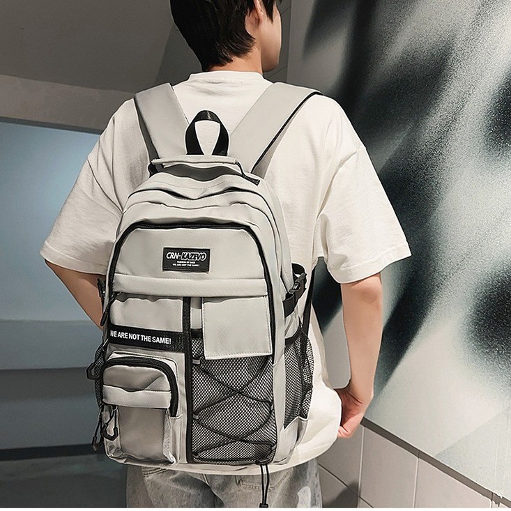A Japanese retro workwear style casual travel backpack for college students, sturdy and durable, and a backpack for junior and senior high school students details Picture