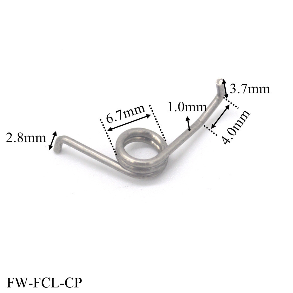Universal accessories for spinning wheel springs, stainless steel Dawa fishing wheel, water drop wheel clutch reset special parts, torsion spring Specification drawing