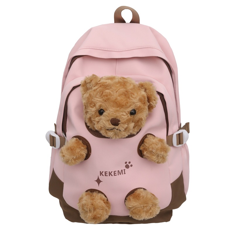 Cute little bear schoolbag for junior high school girls and college students, 2025 new style backpack, Instagram niche Korean style versatile backpack Item Picture