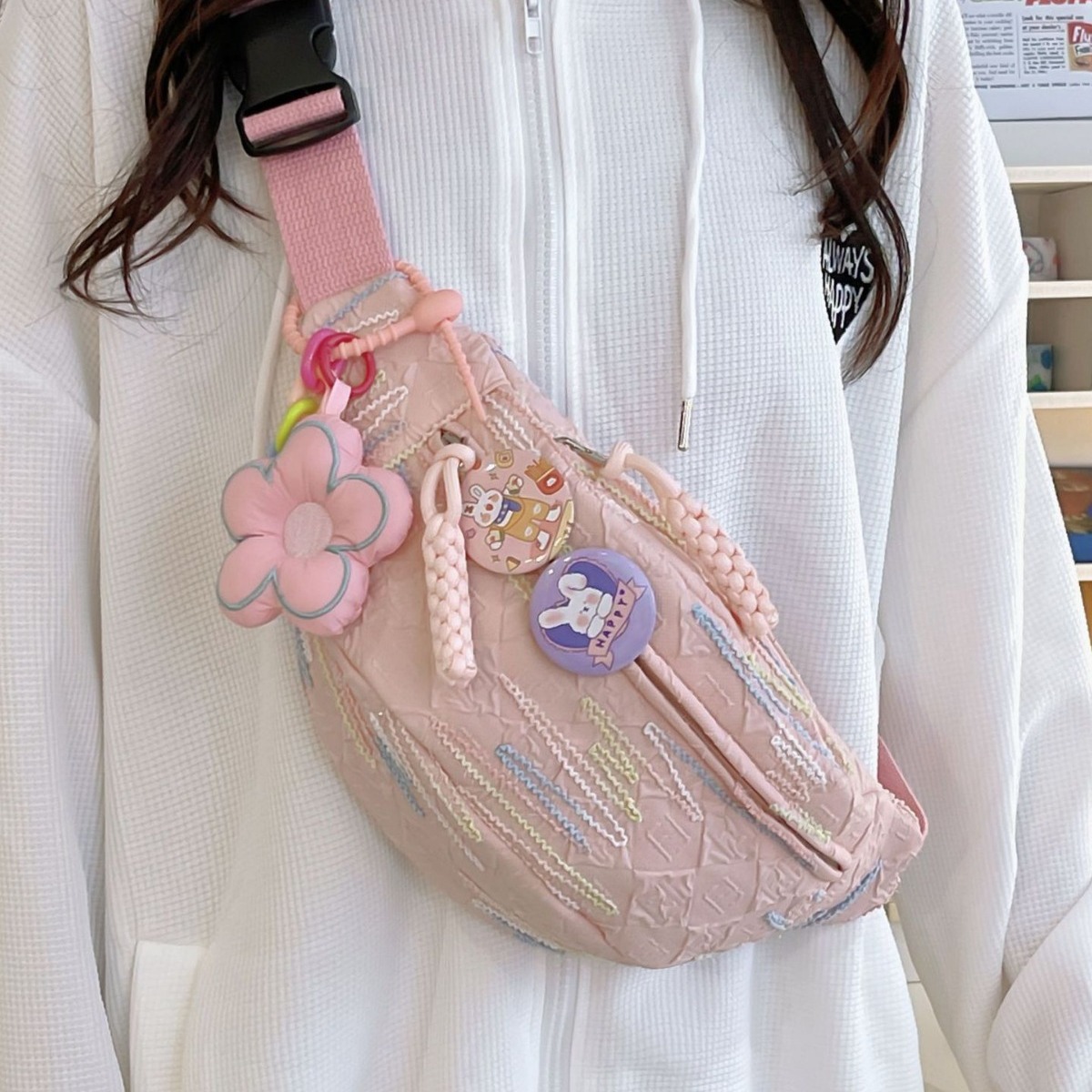 Instagram-style soft girl casual versatile chest bag 2024 new cute small bag, women's crossbody bag, student waist bag full figure
