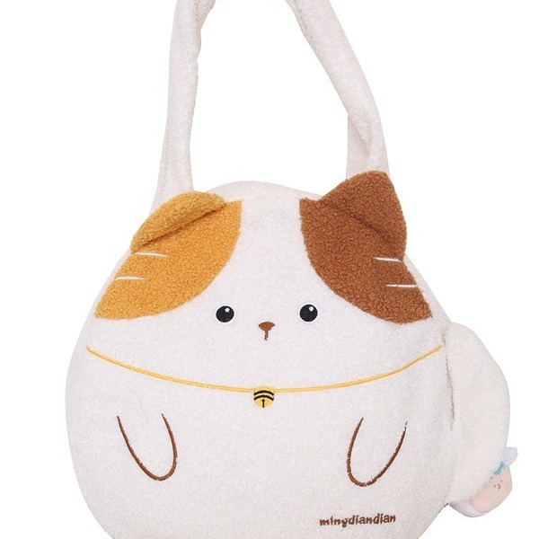 Cute cat plush bag for women 2023 autumn/winter new ins cartoon shoulder bag, soft girl commuter tote bag Item Picture