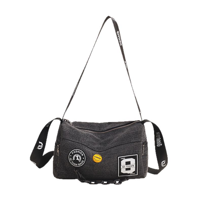 New large-capacity women's crossbody bag, trendy brand Boston pillow bag, fashionable chain denim commuter bag, single-shoulder bag Item Picture