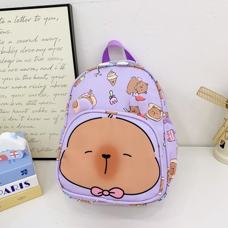 Kapibala children's schoolbags, cartoon backpacks for kindergartens, cute schoolbags for girls and students, high appearance level, double-shoulder backpacks Specification drawing