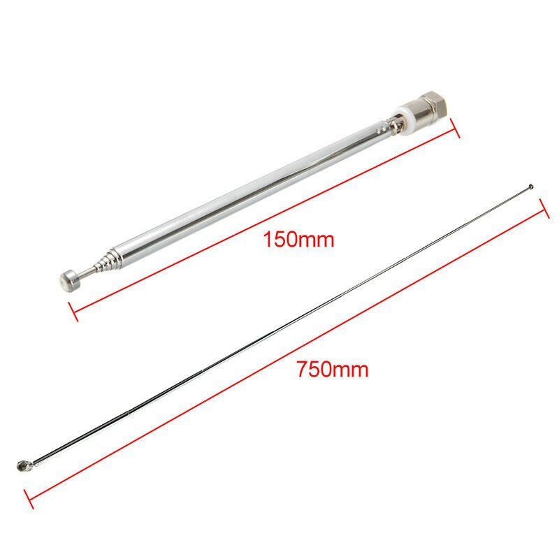 7120 antenna 5-piece set, F-head quick-plug tv male head 3.5mm plug, bnc head total length 765mm Specification drawing