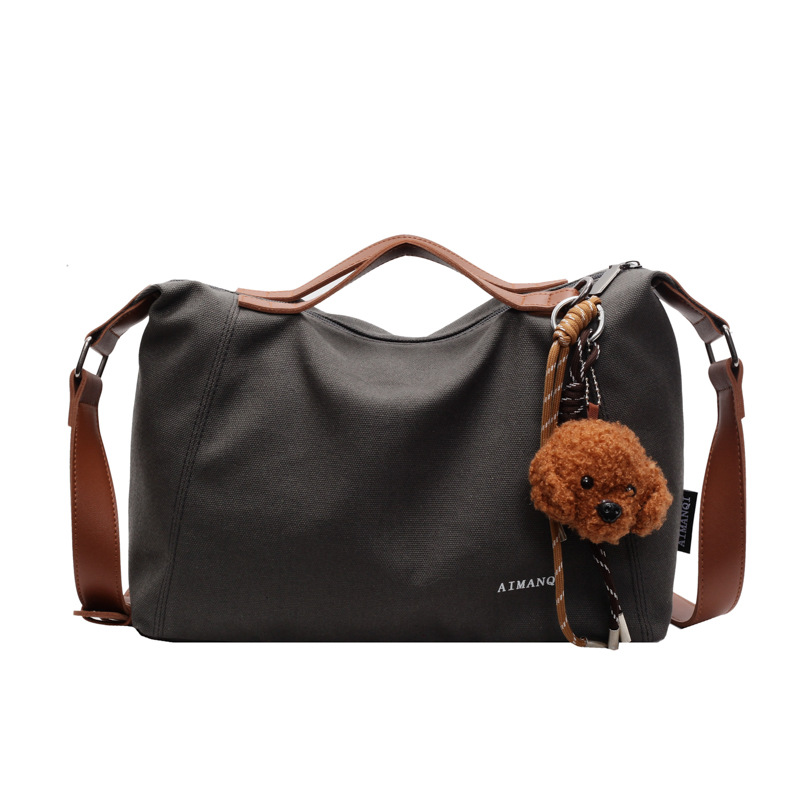 Casual crossbody canvas bag for women, Spring 2025 new style, large-capacity versatile tote bag, simple commuting single-shoulder bag Item Picture