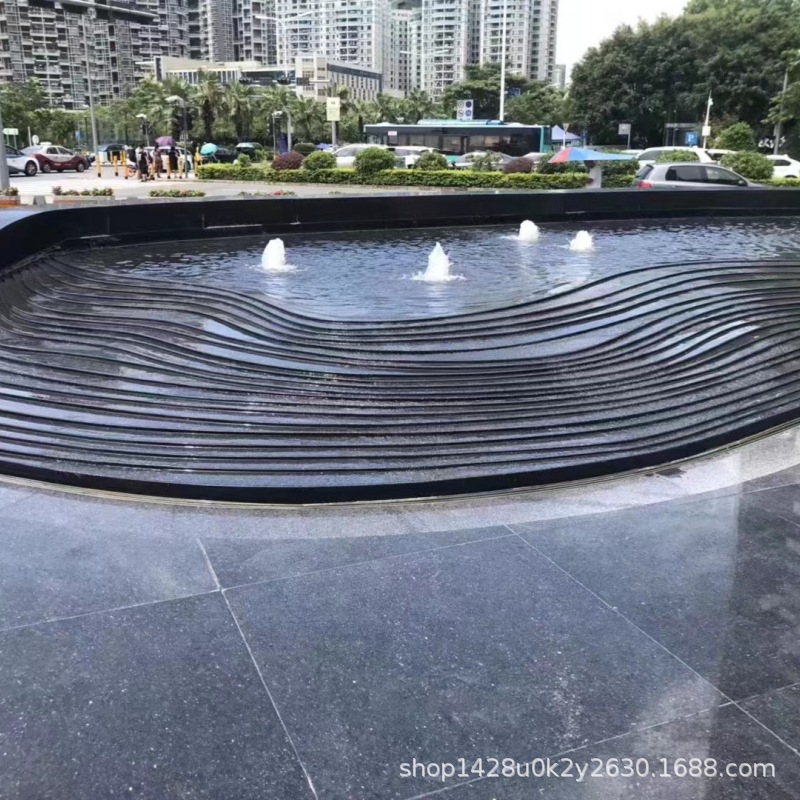 The water pool landscape stone, black gold sand, hotel square water feature landscaping stone, Burmese black crystal, natural marble Application Scenario