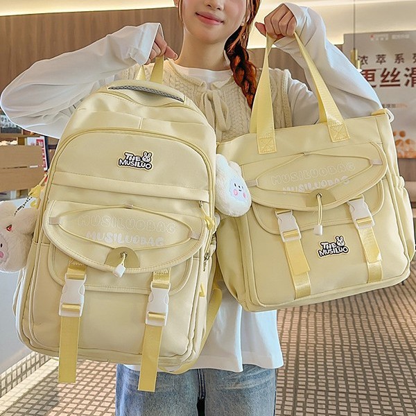 A new Japanese-style ins backpack with a high level of appearance, fresh and sweet, and a large capacity for light travel for junior and senior high school students details Picture