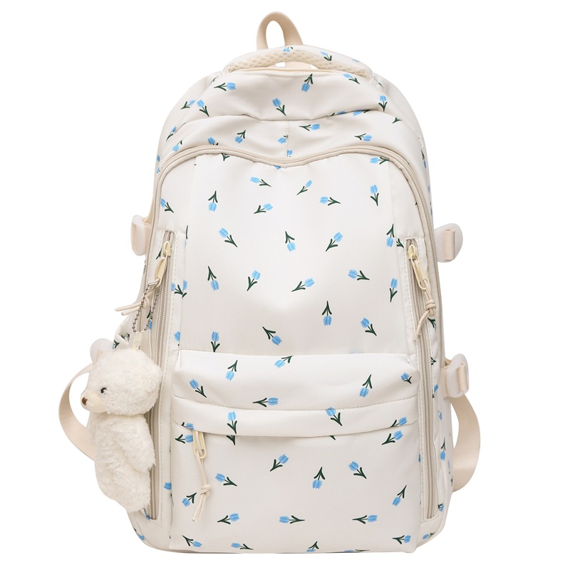 Japanese-style inS-style forest-themed, fresh and delicate floral backpack, college-style girl's schoolbag, college student travel backpack for girls Item Picture