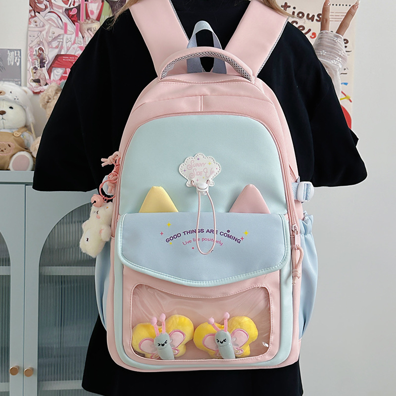 A new Japanese-style Instagram bag with a high aesthetic level, fresh and sweet 2D style, and a large-capacity backpack for junior and senior high school students full figure