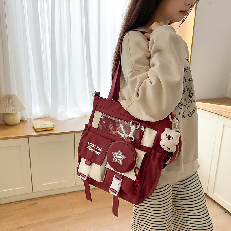 New Japanese-style cute tutorial bag, soft girl transparent pain bag, large-capacity versatile single-shoulder bag for junior and senior high school students full figure