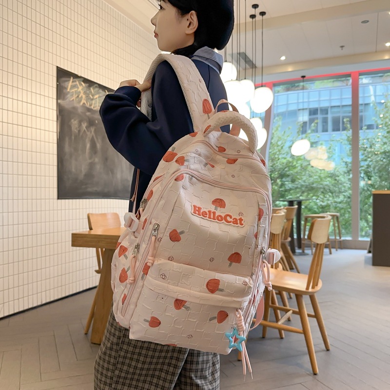 Korean version of ins cute and soft girl printed backpacks, Harajuku ulzzang Japanese style sweet primary and secondary school student backpacks details Picture
