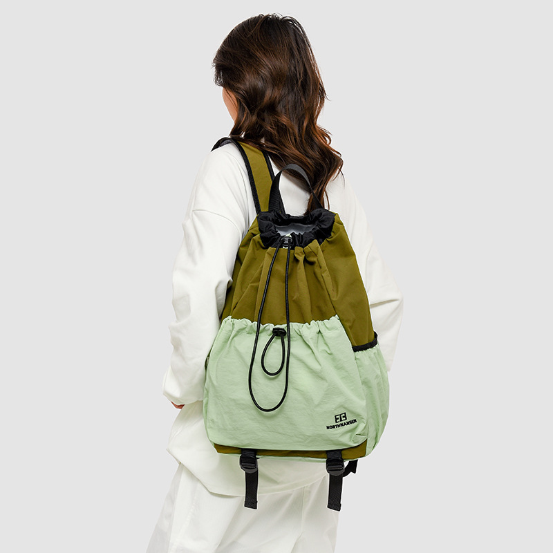 Drawstring pocket sports travel backpack for men, lightweight outdoor hiking and mountain climbing bag, college student schoolbag for women details Picture