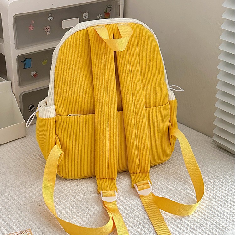 Schoolbag for girls, junior high school students, Korean-style casual corduroy, high appearance level, travel small backpack, cute backpack Specification drawing