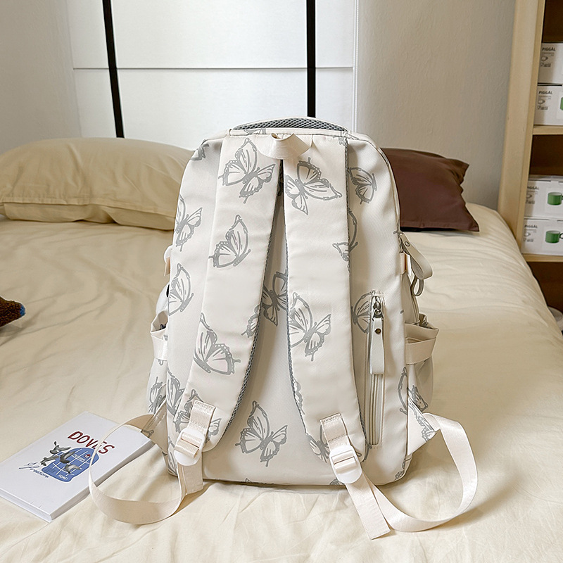 New Chinese-style schoolbag with butterfly print for girls, versatile backpack, light and refreshing travel backpack for junior high school students Specification drawing