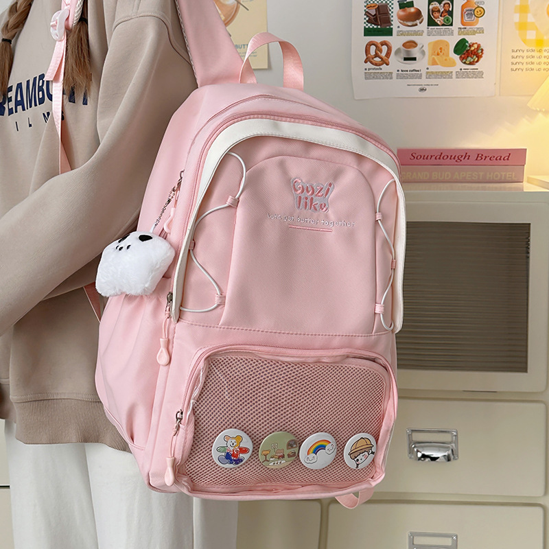 Korean style Instagram fresh and cute girl backpack, versatile backpack, cute transparent pain-relieving bag, primary and secondary school schoolbag details Picture
