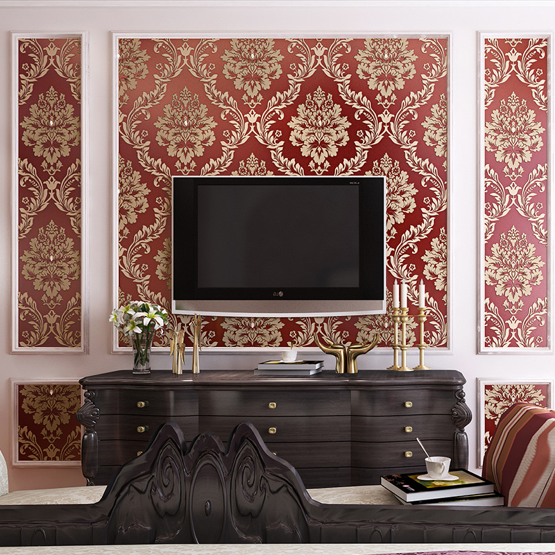 European-style wallpaper, 3D non-woven fabric wallpaper, living room, bedroom, TV background wallpaper, modern and simple embossed wallpaper Application Scenario