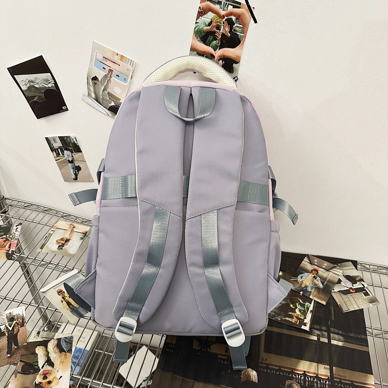 A Japanese-style casual and versatile backpack with contrasting colors for junior high school, senior high school and college students. A large-capacity computer backpack for women Specification drawing