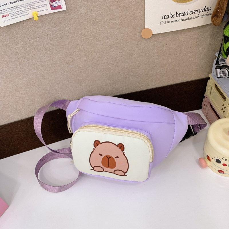 Korean version boys' and girls' chest bags, cute cartoon cartoon Capibara crossbody bags, 2025 new style children's bags wholesale details Picture