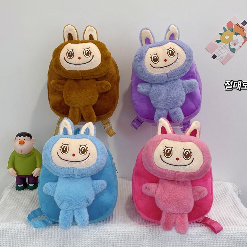 Cross-border Japanese and Korean cute plush backpacks for girls, cartoon children's backpacks, large-capacity student dolls, plush schoolbags Specification drawing