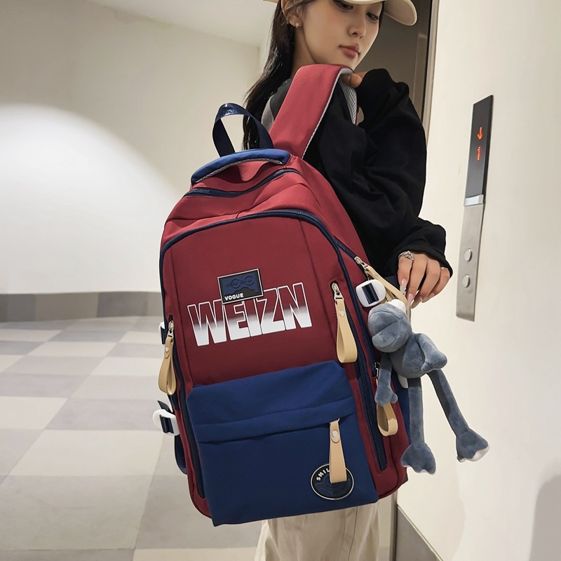New American retro college student trend couple backpacks, large-capacity casual backpacks for junior and senior high school students details Picture