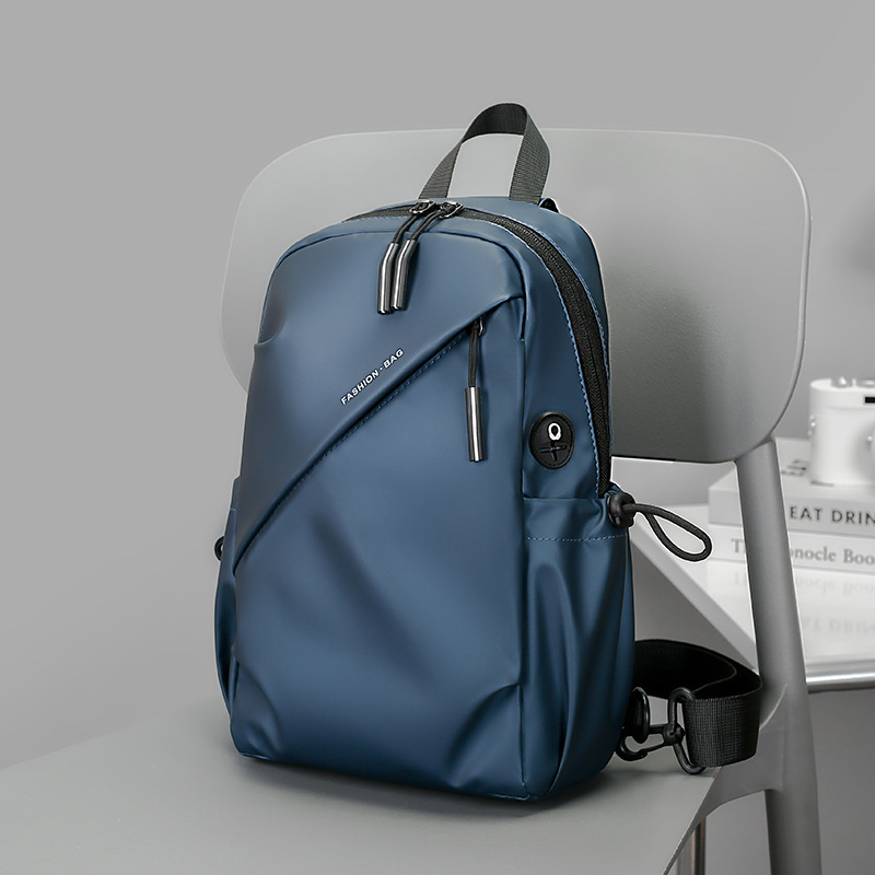 New cross-border men's crossbody bag 2024 Korean version casual Oxford cloth small backpack Trendy and fashionable sporty chest bag for men Specification drawing