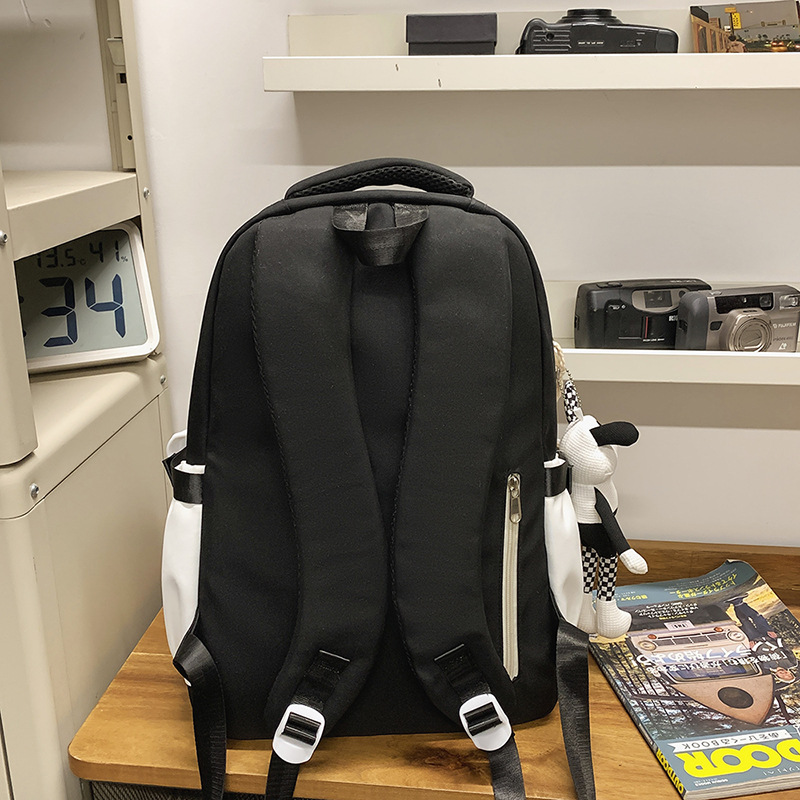 A new high-appearancy-level macaron color color-blocking backpack from Korean Instagram, a large-capacity backpack for junior and senior high school students Specification drawing